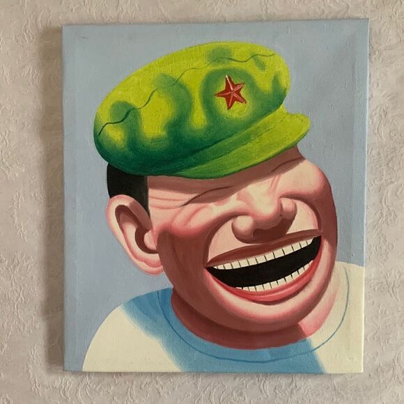 Art Laughing Man 12” X 14” Stretched Canvas - Picture 1 of 8